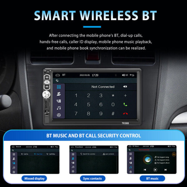 7" Single 1Din Car Stereo Radio Apple/Android Carplay Bluetooth Touch Screen Mic - Image 6