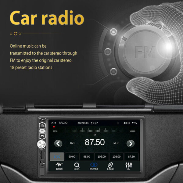 7" Single 1Din Car Stereo Radio Apple/Android Carplay Bluetooth Touch Screen Mic - Image 7