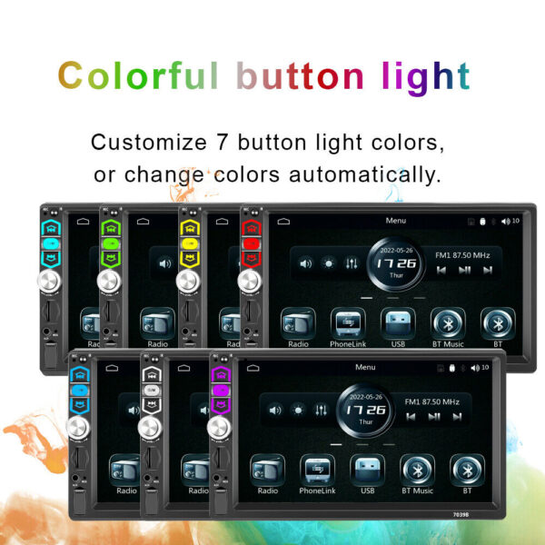 7" Single 1Din Car Stereo Radio Apple/Android Carplay Bluetooth Touch Screen Mic - Image 13