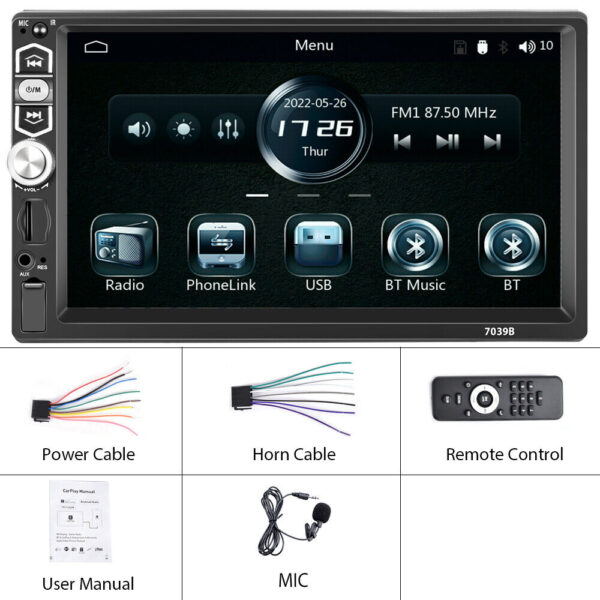 7" Single 1Din Car Stereo Radio Apple/Android Carplay Bluetooth Touch Screen Mic - Image 14