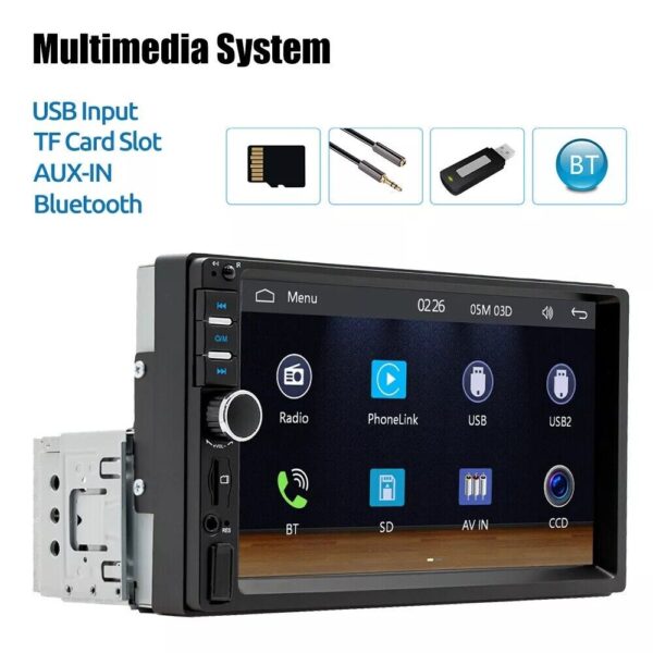 Single 1DIN 7" Car Stereo Radio Apple CarPlay FM BT USB Touch Screen MP5 Player - Image 3