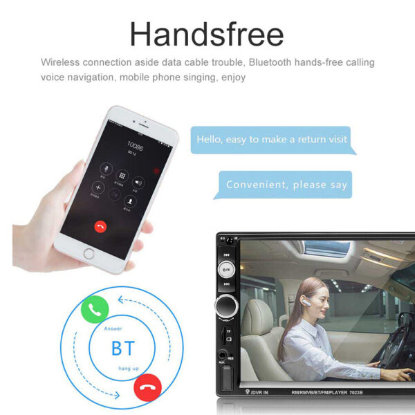 7" inch Bluetooth Car Radio Stereo Double 2DIN FM USB/MP5 Player Touch Screen TF - Image 5