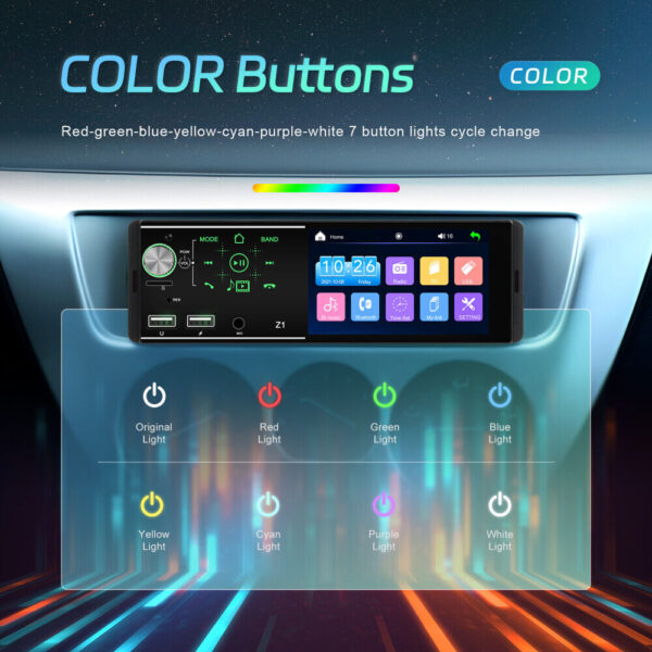4.1'' Single 1Din Car Stereo Radio Player In-dash Bluetooth Head Unit FM/USB/AUX - Image 8