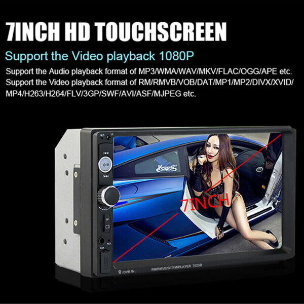 7" inch Bluetooth Car Radio Stereo Double 2DIN FM USB/MP5 Player Touch Screen TF - Image 8