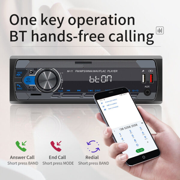 Single 1 Din Car Stereo Radio MP3 Player In-Dash Bluetooth/FM/USB/AUX Head Unit - Image 3