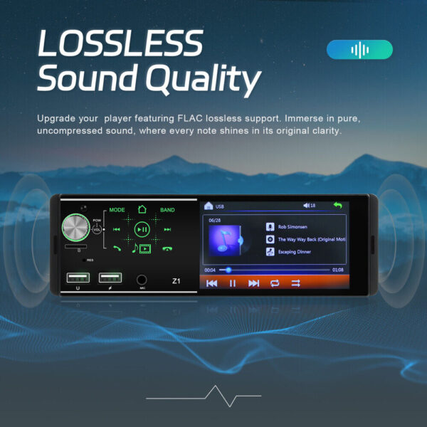 4.1'' Single 1Din Car Stereo Radio Player In-dash Bluetooth Head Unit FM/USB/AUX - Image 9