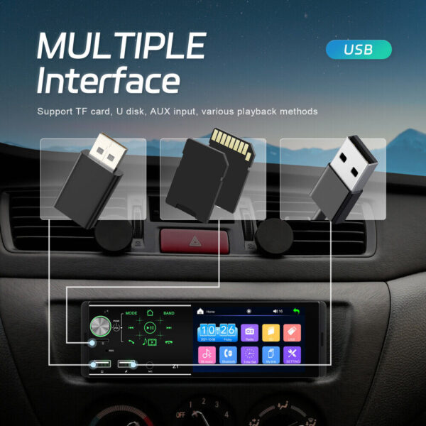 4.1'' Single 1Din Car Stereo Radio Player In-dash Bluetooth Head Unit FM/USB/AUX - Image 11