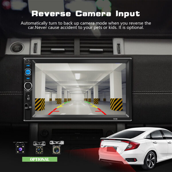 Car Stereo Radio 7" Double 2 DIN Touch Screen Bluetooth FM USB MP5 Player Camera - Image 3