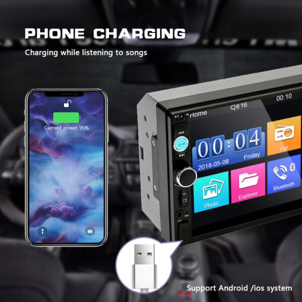 Car Stereo Radio 7" Double 2 DIN Touch Screen Bluetooth FM USB MP5 Player Camera - Image 4
