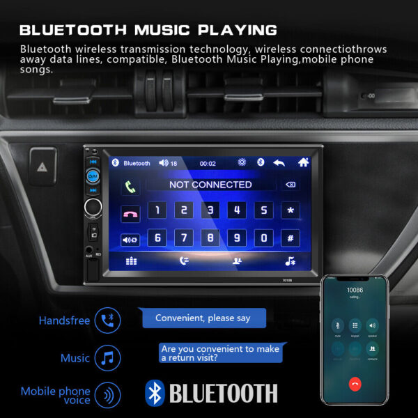 Car Stereo Radio 7" Double 2 DIN Touch Screen Bluetooth FM USB MP5 Player Camera - Image 7