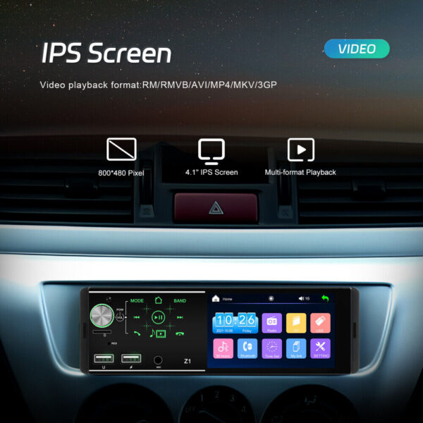 4.1'' Single 1Din Car Stereo Radio Player In-dash Bluetooth Head Unit FM/USB/AUX - Image 13