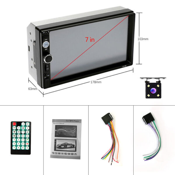 Car Stereo Radio 7" Double 2 DIN Touch Screen Bluetooth FM USB MP5 Player Camera - Image 12