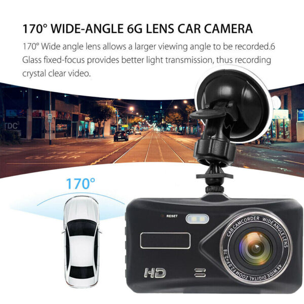 4" In Car Camera Recorder Dual Front and Rear HD 1080P Dash Cam Night Vision - Image 8