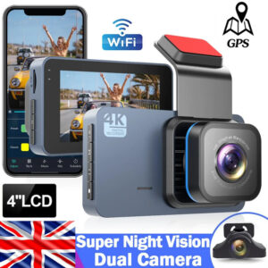 4" Car Camera Recorder GPS WIFI Dual Front Rear HD 1080P Dash Cam Night Vision