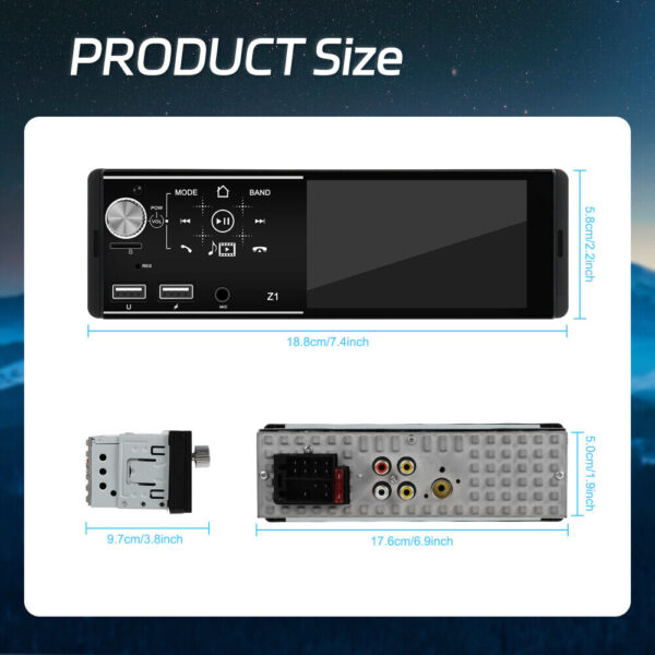4.1'' Single 1Din Car Stereo Radio Player In-dash Bluetooth Head Unit FM/USB/AUX - Image 16