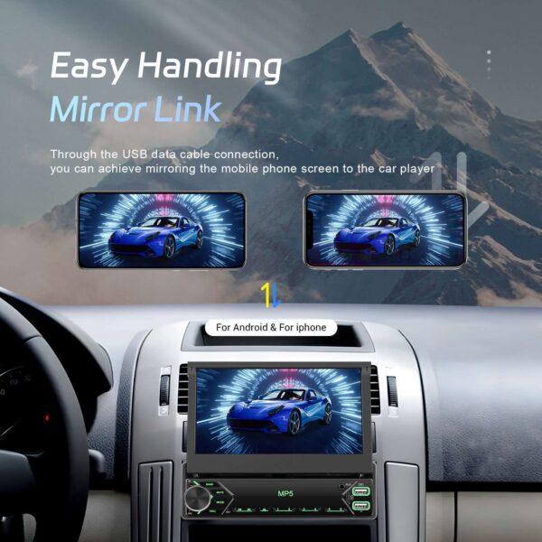 Single 1 DIN Car Radio Stereo Touch Screen Flip out Bluetooth 7 Inch MP5 Player - Image 3