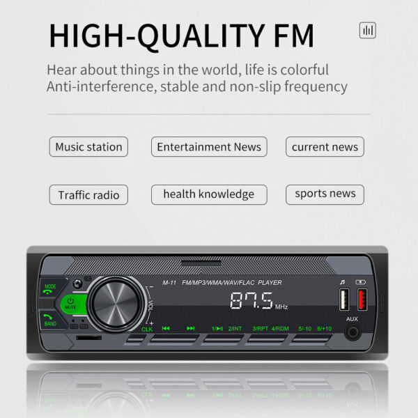 Single 1 Din Car Stereo Radio MP3 Player In-Dash Bluetooth/FM/USB/AUX Head Unit - Image 5