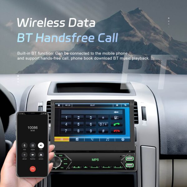 Single 1 DIN Car Radio Stereo Touch Screen Flip out Bluetooth 7 Inch MP5 Player - Image 6