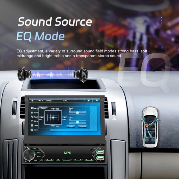 Single 1 DIN Car Radio Stereo Touch Screen Flip out Bluetooth 7 Inch MP5 Player - Image 7