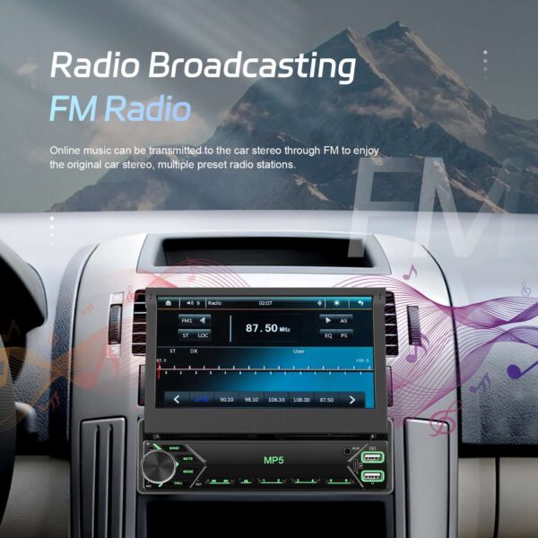 Single 1 DIN Car Radio Stereo Touch Screen Flip out Bluetooth 7 Inch MP5 Player - Image 8