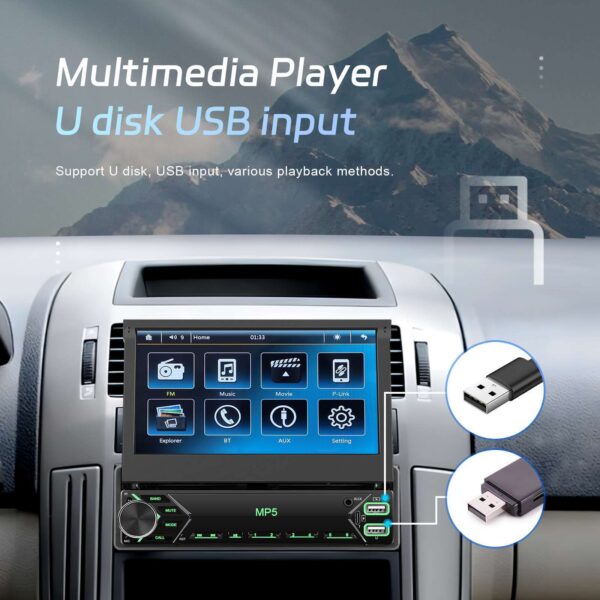Single 1 DIN Car Radio Stereo Touch Screen Flip out Bluetooth 7 Inch MP5 Player - Image 12
