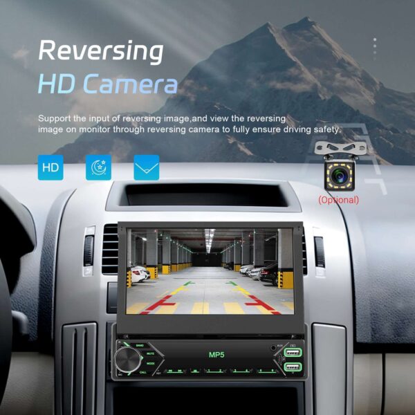Single 1 DIN Car Radio Stereo Touch Screen Flip out Bluetooth 7 Inch MP5 Player - Image 14
