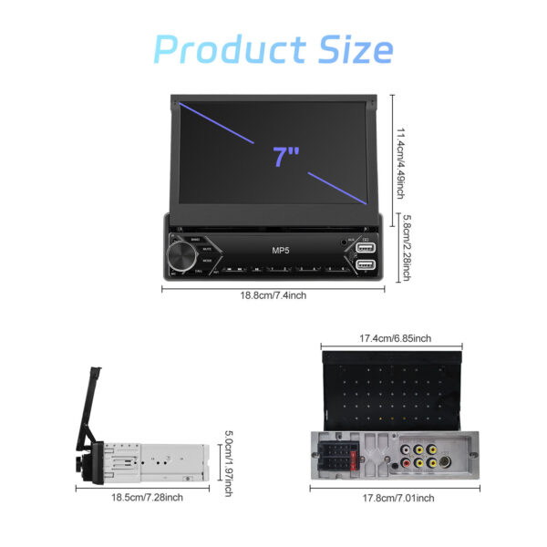 Single 1 DIN Car Radio Stereo Touch Screen Flip out Bluetooth 7 Inch MP5 Player - Image 17
