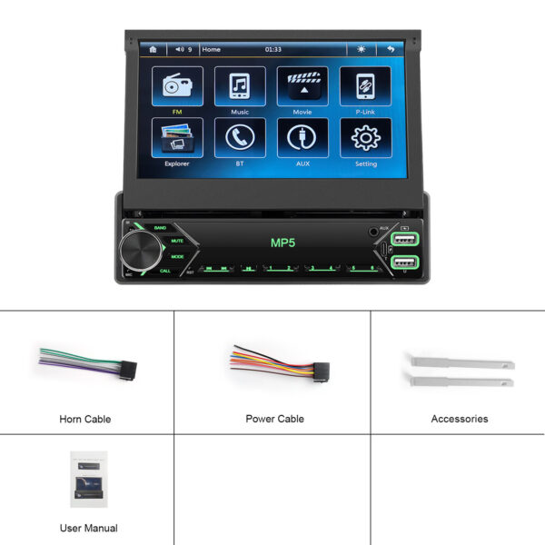 Single 1 DIN Car Radio Stereo Touch Screen Flip out Bluetooth 7 Inch MP5 Player - Image 20