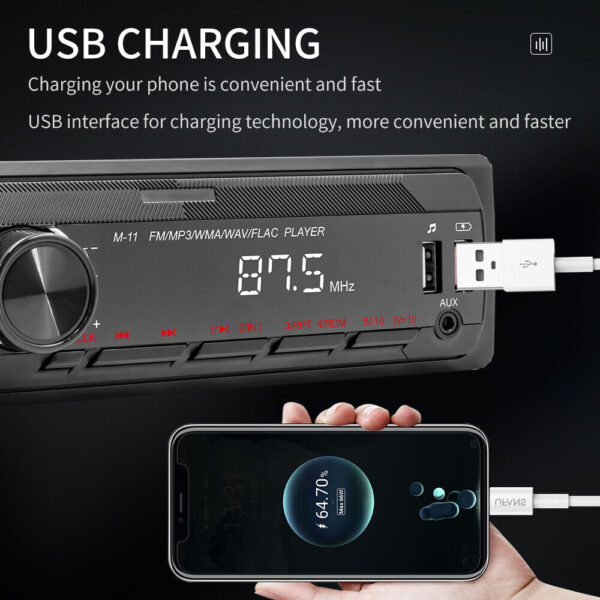Single 1 Din Car Stereo Radio MP3 Player In-Dash Bluetooth/FM/USB/AUX Head Unit - Image 8