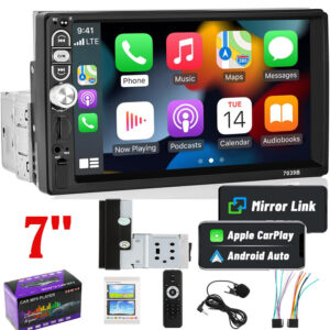 Single 1DIN 7" Car Stereo Radio Apple CarPlay FM BT USB Touch Screen MP5 Player