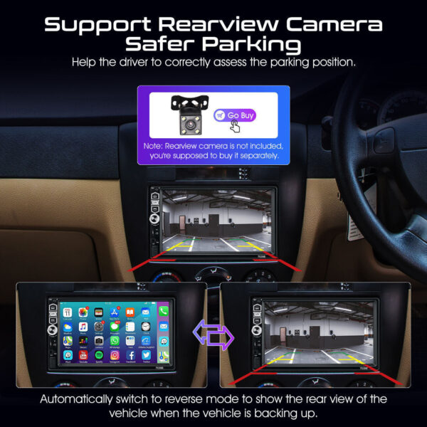 Single 1DIN 7" Car Stereo Radio Apple CarPlay FM BT USB Touch Screen MP5 Player - Image 5
