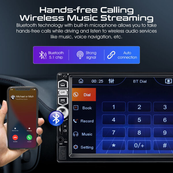 Single 1DIN 7" Car Stereo Radio Apple CarPlay FM BT USB Touch Screen MP5 Player - Image 6