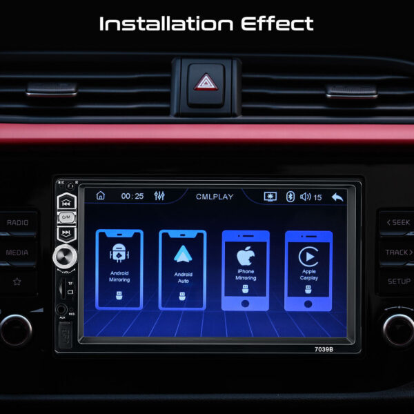 Single 1DIN 7" Car Stereo Radio Apple CarPlay FM BT USB Touch Screen MP5 Player - Image 7