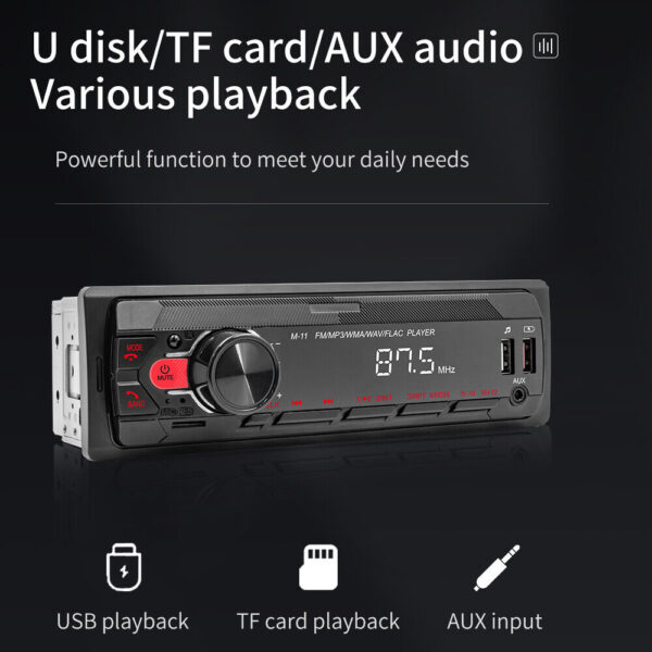Single 1 Din Car Stereo Radio MP3 Player In-Dash Bluetooth/FM/USB/AUX Head Unit - Image 9