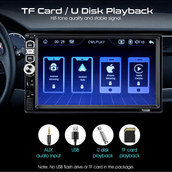 Single 1DIN 7" Car Stereo Radio Apple CarPlay FM BT USB Touch Screen MP5 Player - Image 12