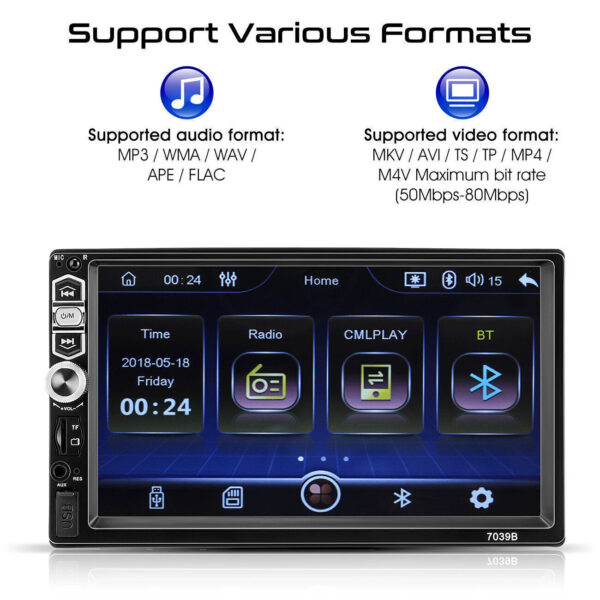 Single 1DIN 7" Car Stereo Radio Apple CarPlay FM BT USB Touch Screen MP5 Player - Image 16