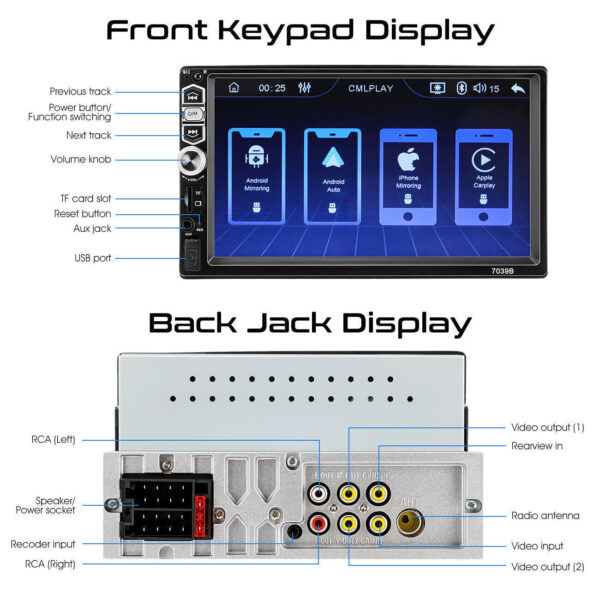 Single 1DIN 7" Car Stereo Radio Apple CarPlay FM BT USB Touch Screen MP5 Player - Image 17