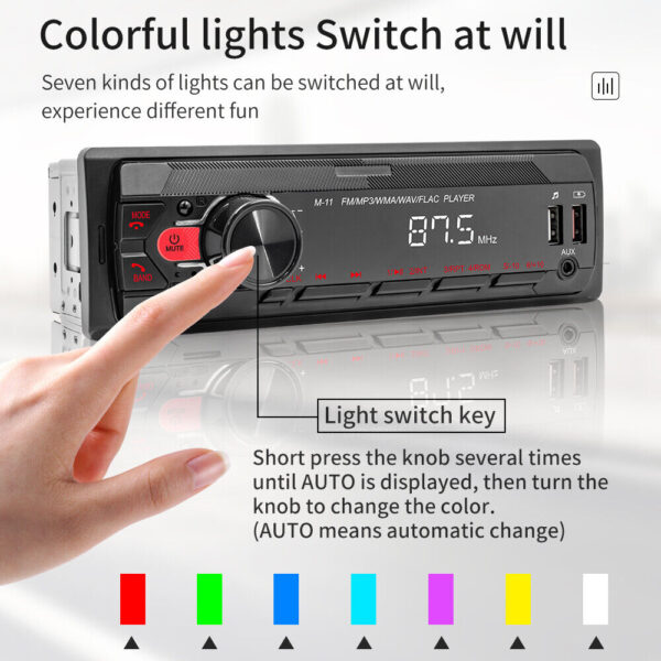 Single 1 Din Car Stereo Radio MP3 Player In-Dash Bluetooth/FM/USB/AUX Head Unit - Image 10
