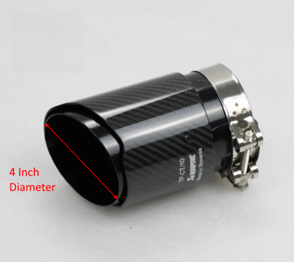 1x Akrapovic Carbon Fibre Gloss Black Exhaust Tip 4" Inch Universal Direct Fit - Image 6