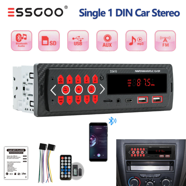 Car Stereo Radio Single 1 Din Bluetooth