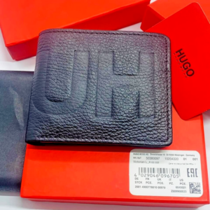 NEW MEN HUGO BY HUGO BOSS VICTORIAN L4CC BIFOLD BLACK LEATHER WALLET COIN POCKET