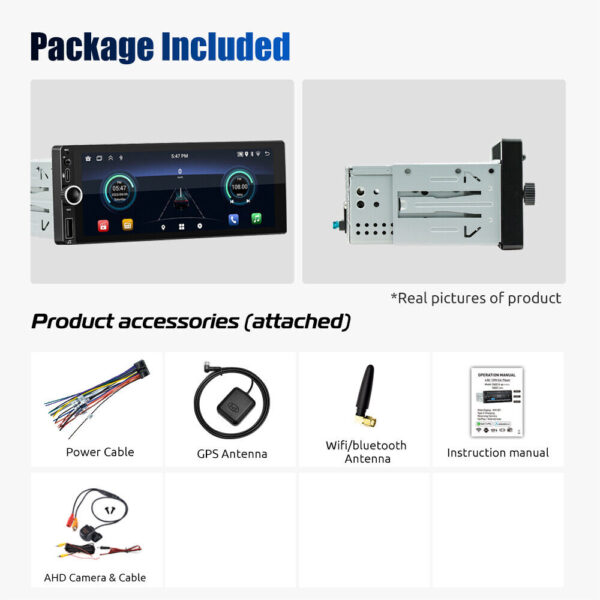 Single 1DIN 7" Android 13 Car Stereo Radio Apple CarPlay FM BT Touch Screen MP3 - Image 14