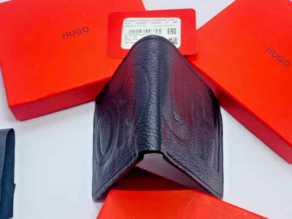 NEW MEN HUGO BY HUGO BOSS VICTORIAN L4CC BIFOLD BLACK LEATHER WALLET COIN POCKET - Image 4