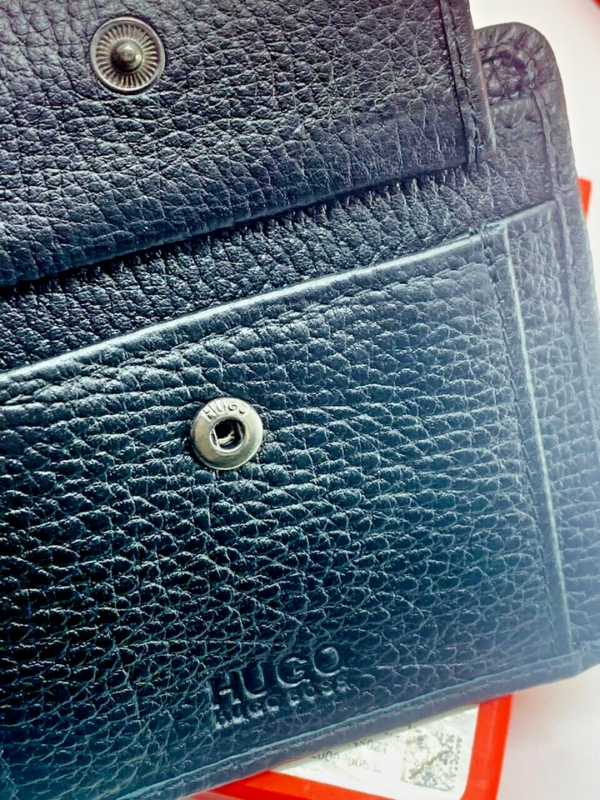 NEW MEN HUGO BY HUGO BOSS VICTORIAN L4CC BIFOLD BLACK LEATHER WALLET COIN POCKET - Image 6