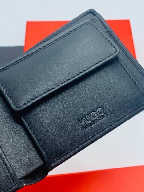 NEW MEN HUGO BY HUGO BOSS SUBWAY 4CC BIFOLD BLACK LEATHER WALLET COIN POCKET - Image 3