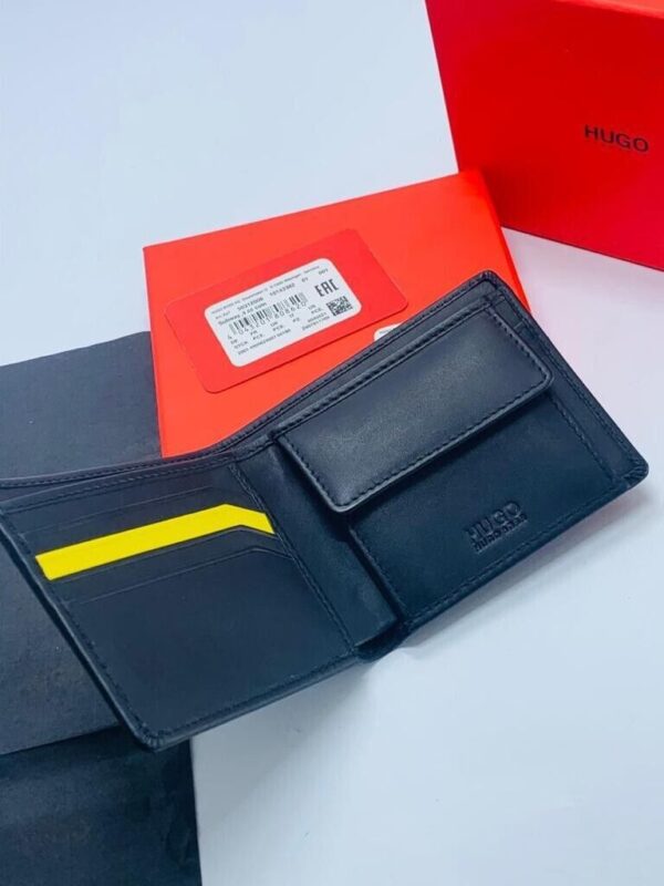 NEW MEN HUGO BY HUGO BOSS SUBWAY 4CC BIFOLD BLACK LEATHER WALLET COIN POCKET - Image 8