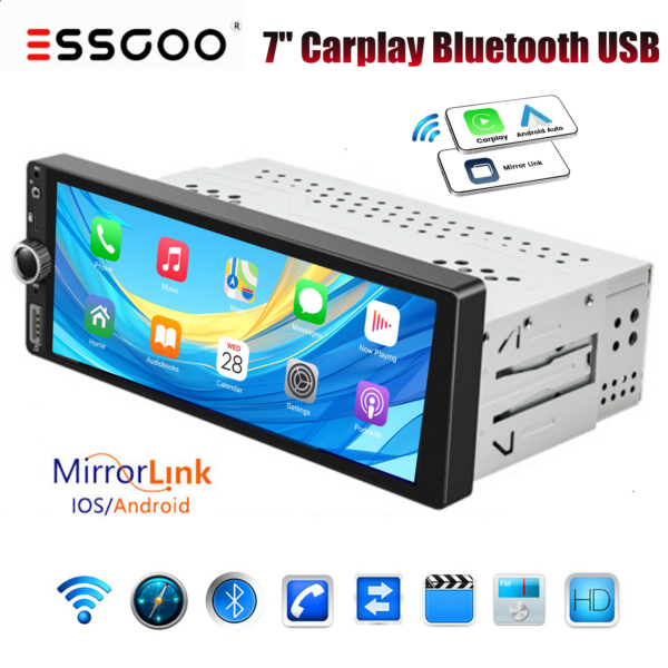 6.86" Single Din Car Stereo IPS Radio Android 12 GPS FM Apple Carplay Head Unit