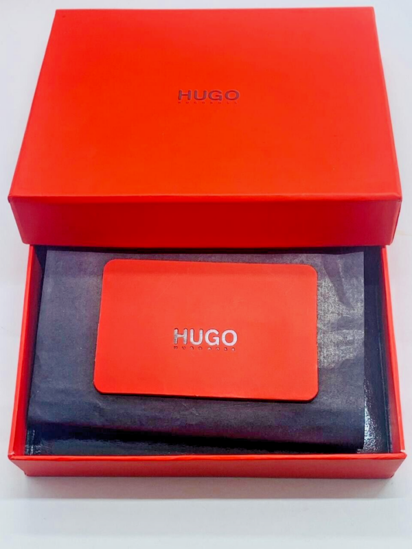 NEW MEN HUGO BY HUGO BOSS VICTORIAN L4CC BIFOLD BLACK LEATHER WALLET COIN POCKET - Image 9
