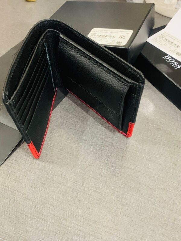 NEW HUGO BOSS MEN MADIAL BIFOLD BLACK AND RED LEATHER WALLET WITH COIN POCKET - Image 6