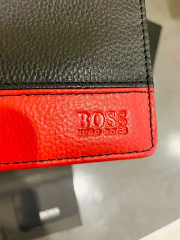 NEW HUGO BOSS MEN MADIAL BIFOLD BLACK AND RED LEATHER WALLET WITH COIN POCKET - Image 10